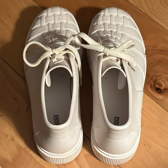 Melissa Shadow flatform ankle boots white women’s sz 9 lace up round front - Picture 9 of 12